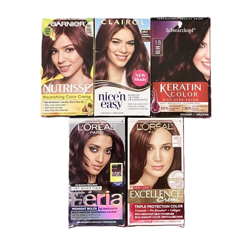 5X NEW Permanent Hair Color Dye, Mixed. Schwarzkopf, L'Oreal.. Reds & Browns